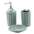 Green Stripe 3pc Bath Ceramic Solution Set (Toothbrush Holder, Liquid Pump Dispenser & Soap Dish) - Sticky add to cart bar