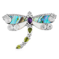 Sajen Silver Abalone Shell and Multi Gemstone Dragonfly Pendant in Sterling Silver 12.50 Grams 3.00 ctw - Sticky add to cart bar