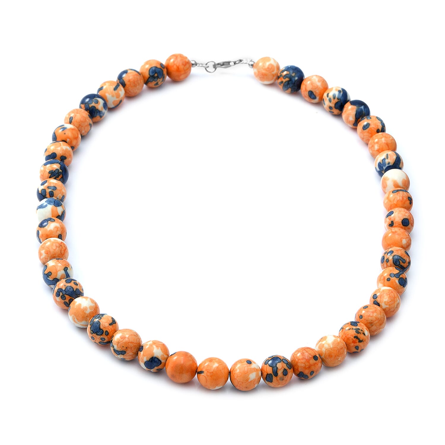 Purple Line Agate Beaded Necklace in Sterling Silver 280.00 ctw (1)