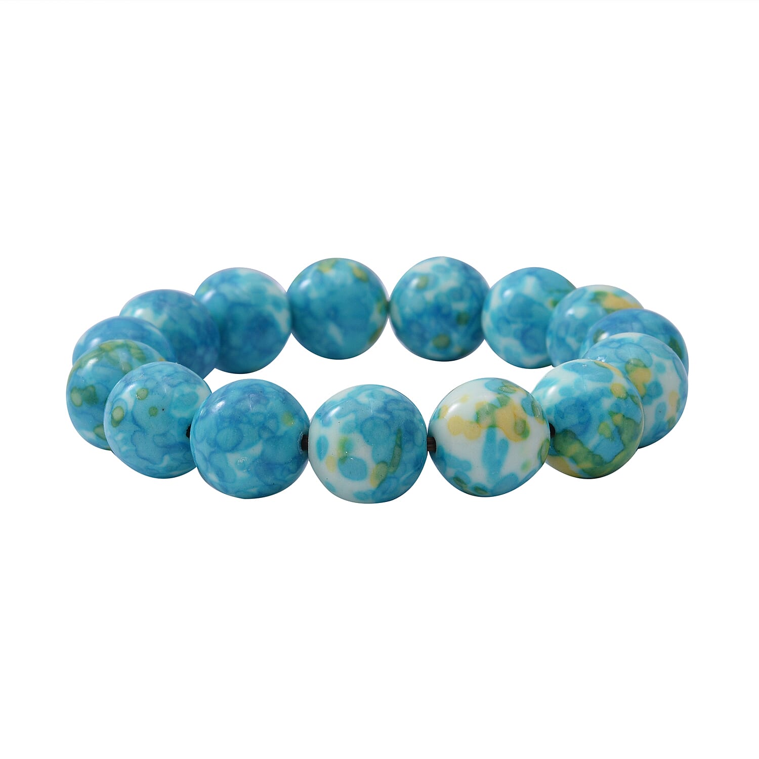 BANGKOK DESIGNER INSPIRED CLOSEOUT DEAL Turquoise Blue Impression Jasper 12mm Beaded Stretch Bracelet 150.00 ctw