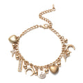 Austrian Crystal Adjustable Bracelet with Multi Charms in Goldtone (7.25-9.25In) - Sticky add to cart bar