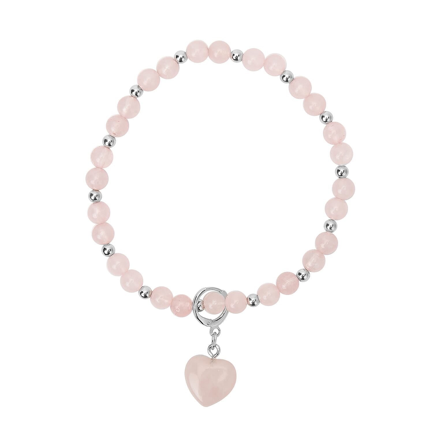69.00 ctw Lapis Lazuli Beaded Stretch Heart Charm Anklet in Silvertone (9-11 Inches) (1)