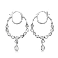 Polki Diamond Inside Out Hoop Earrings in Platinum Over Sterling Silver 1.00 ctw