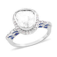 Polki Diamond Ring in Platinum Over Sterling Silver