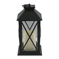 Black Decorative Lantern with LED Pillar Candle (11x5.5) (3xAAA Batteries Not Included)