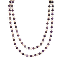 Amethyst and Freshwater Pearl Beaded Drape Necklace 36 Inches 238.40 ctw