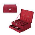 Sky Blue Velvet 2 Tier Jewelry Box with Lock and Key - Sticky add to cart bar