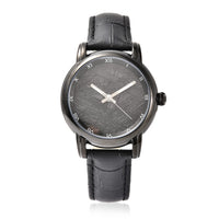 EON 1962 Swiss Movement Watch with Black Marvelous Meteorite Dial & Black Leather Strap