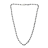 Natural Thai Black Spinel Beaded Necklace 20 Inches in Platinum Over Sterling Silver 14.90 ctw