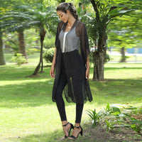 JOVIE Black Mesh Lurex Kimono Duster