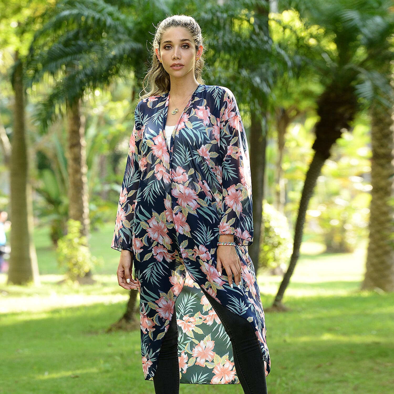 JOVIE Brown Leopard Printed Long Sleeve Maxi Chiffon Cardigan (47"x23"x18")