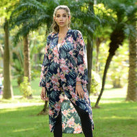 JOVIE Brown Leopard Printed Long Sleeve Maxi Chiffon Cardigan (47"x23"x18")