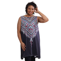 JOVIE Black Feather Pattern Sleeveless A-Line Tunic (S/M)