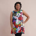 JOVIE Black Feather Pattern Sleeveless A-Line Tunic (S/M) - Sticky add to cart bar