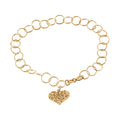 Diamond Cut Heart Link Bracelet in Sterling Silver (7.00 In) 2.60 Grams - Sticky add to cart bar