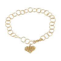 Diamond Cut Heart Link Bracelet in Sterling Silver (7.00 In) 2.60 Grams
