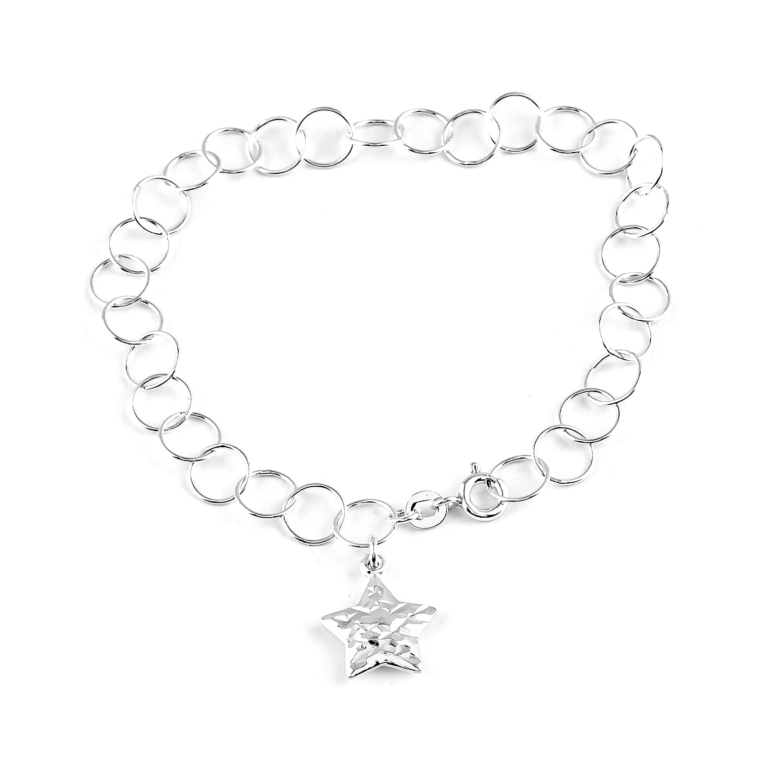 Diamond Cut Star Link Bracelet in 14K YG Over Sterling Silver (7.00 In) 2.90 Grams