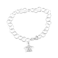 Diamond Cut Star Link Bracelet in 14K YG Over Sterling Silver (7.00 In) 2.90 Grams