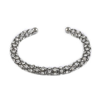 Austrian Crystal Cuff Bracelet in Rhodium Over Sterling Silver (6.50 in) 10.50 Grams