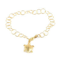 14K YG Over Sterling Silver Diamond Cut Turtle Link Bracelet (7.50 In) (3 g)