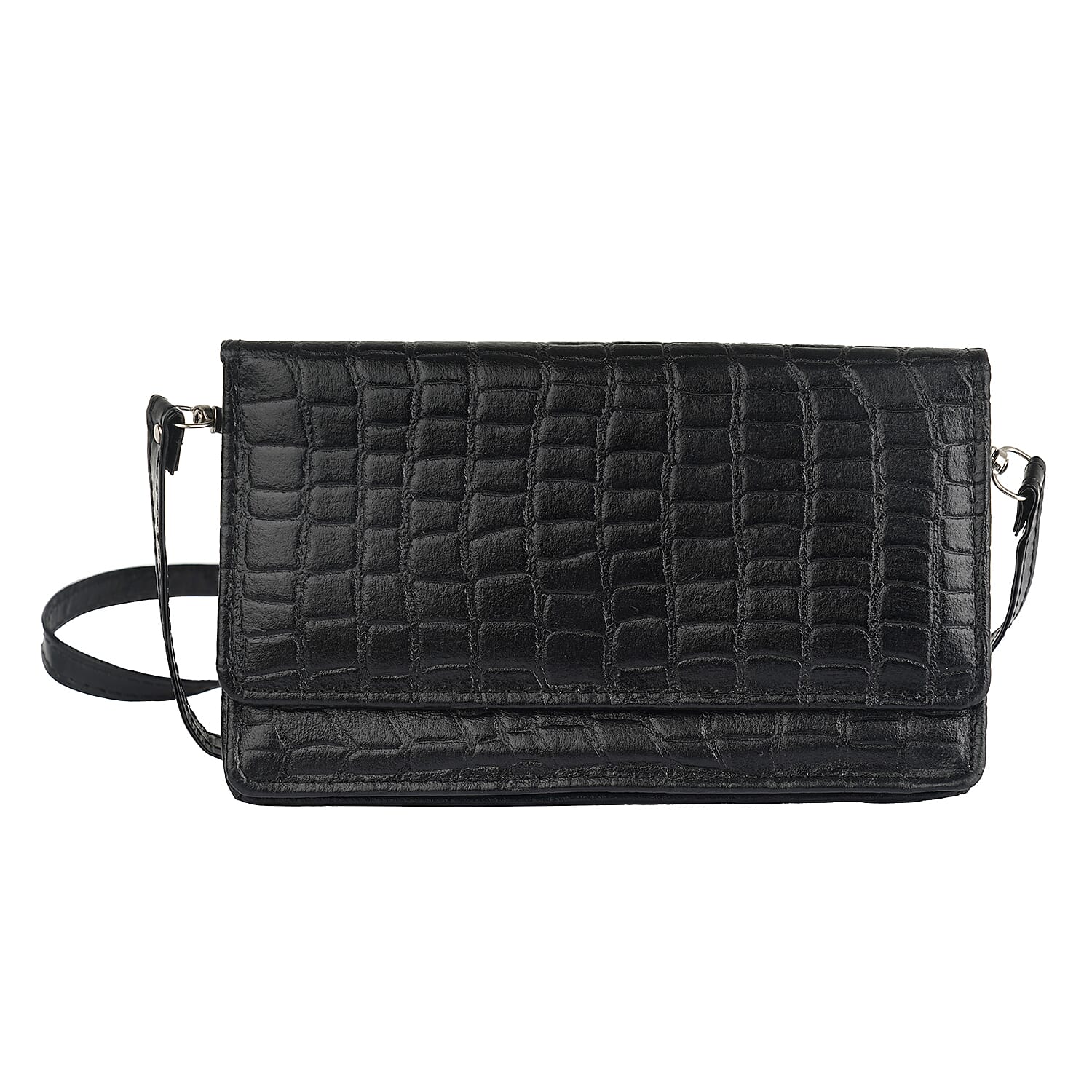 Hong Kong Closeout Dark Green Genuine Leather RFID Mobile Case Crossbody Bag (7.5"x4.25") with Detachable Shoulder Strap