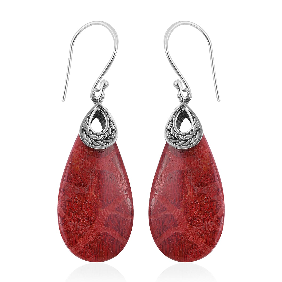 Drops and Braid Earrings in Sterling Silver