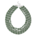 Simulated Green Pearl, White Austrian Crystal Multilayer Necklace 22.50 Inches in Silvertone - Sticky add to cart bar