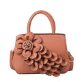 Black Floral Pattern Faux Leather Women's Convertible Bag with Detachable Shoulder Strap - Sticky add to cart bar