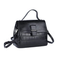Hong Kong Closeout Collection Black Croc Embossed Pattern Genuine Leather Tote Bag with Set of 2 Woven & Leather Strap - Sticky add to cart bar