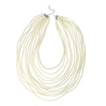 Simulated White Color Pearl Multi Strand Necklace 21-24 Inches in Silvertone - Sticky add to cart bar
