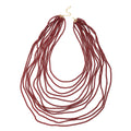 Simulated Red Color Pearl Multi Strand Necklace 21-24 Inches in Goldtone - Sticky add to cart bar
