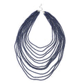 Simulated White Color Pearl Multi Strand Necklace 21-24 Inches in Silvertone - Sticky add to cart bar