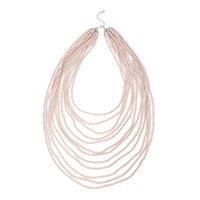 Simulated White Color Pearl Multi Strand Necklace 21-24 Inches in Silvertone