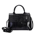 Black Crocodile Embossed Pattern Genuine Leather Convertible Tote Bag (12.2x4.33x8.27) with Set of 2 Woven & Leather Strap - Sticky add to cart bar