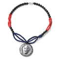 Hematite Carved, Shungite, Red Lepidisis Olapa and Lapis Beaded Necklace with Lion Pendant 18 Inches in Rhodium Over Sterling Silver 446.50 ctw - Sticky add to cart bar