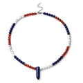 Multi Gemstone 152.00 ctw Beaded Necklace with Crystal Drop in Stainless Steel 18-20 Inches - Sticky add to cart bar