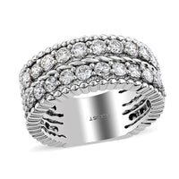 NY Closeout 14K White Gold Diamond G-H I1 2 Row Fancy Band Ring 8.60 Grams 2.50 ctw