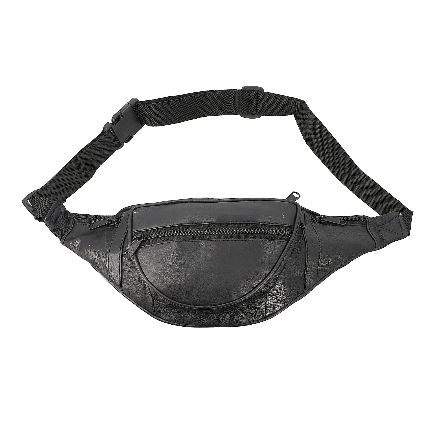 Black 100% Genuine Leather RFID Fanny Bag (15"x6.25)