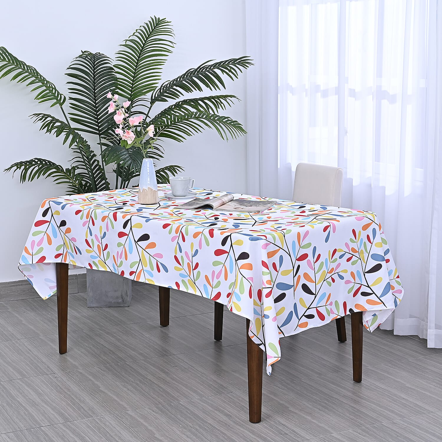 HOMESMART Multi Color Leaves Pattern Tablecloth (55"X86")