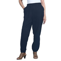 DUBGEE Navy Elastic Drawstring Waist Solid Stretch Woven Jogger Pant- 1X