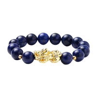 192.50 ctw South African Yellow Tiger's Eye 11-13mm Beaded Feng Sui Charm Bracelet in Goldtone (6.50 In)