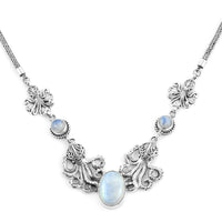 BALI LEGACY Kuisa Rainbow Moonstone Necklace 18 Inches in Sterling Silver 25 Grams 14.15 ctw