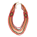 Beige and Brown Seed Beaded Multi Strand Necklace (30 Inches) in Goldtone - Sticky add to cart bar
