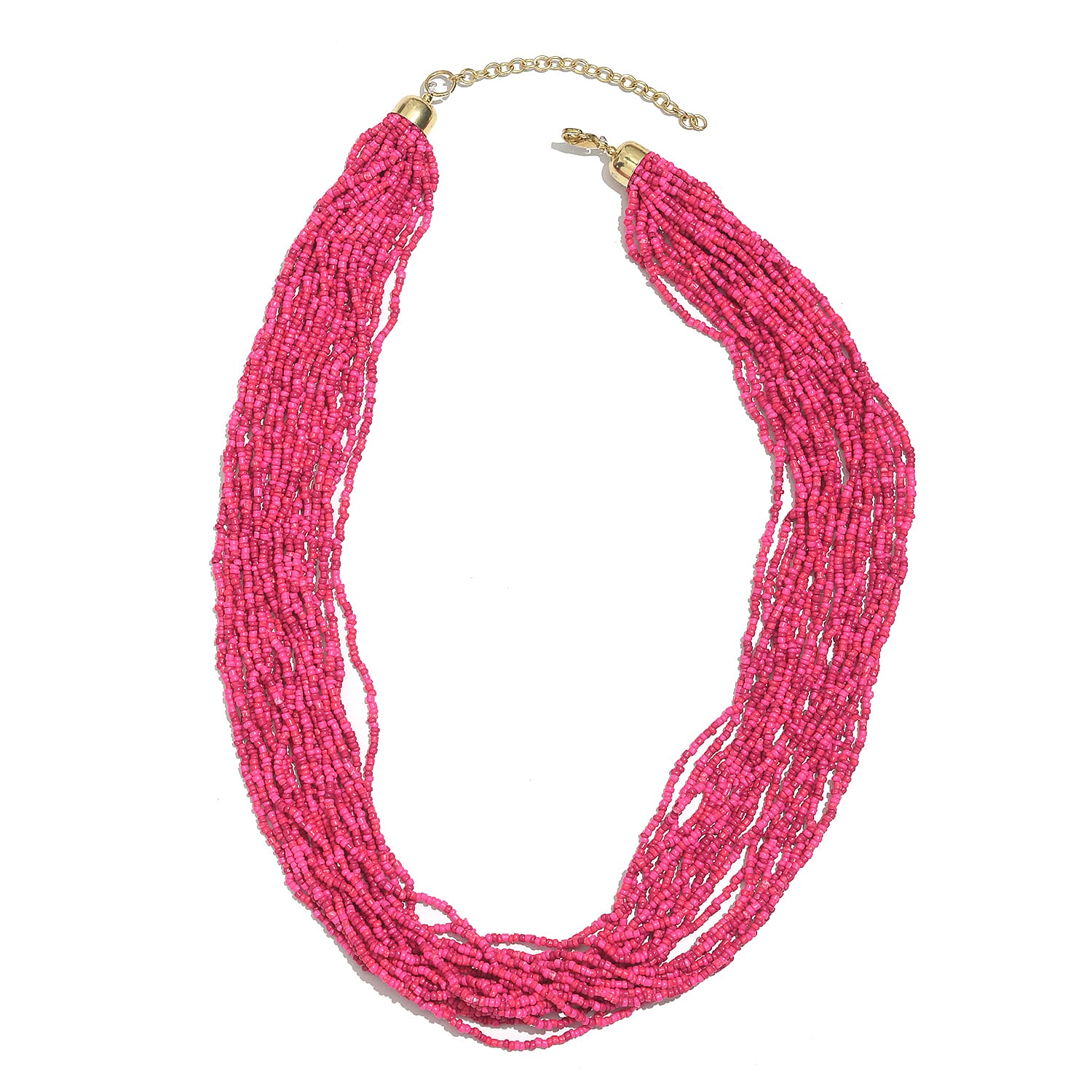 Orange Seed Beaded Multi Strand Necklace