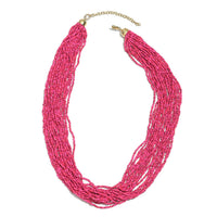 Orange Seed Beaded Multi Strand Necklace