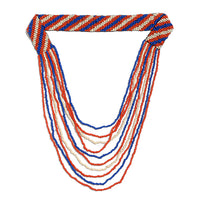 Multi Color Seed Beaded Multi Strand Necklace
