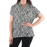 Black Zebra Print 100% Polyester Top - Large