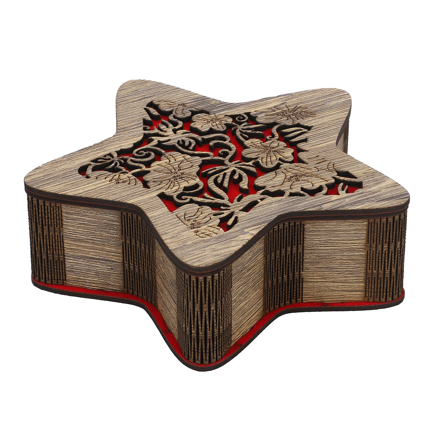 Natural Star Shaped Laminated MDF Storage & Gift Box (7"x7"x2")
