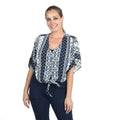 JOVIE Blue Paisley Tie Front Blouse - XL - Sticky add to cart bar