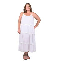 JOVIE White Tiered Spaghetti Strap Dress - XL